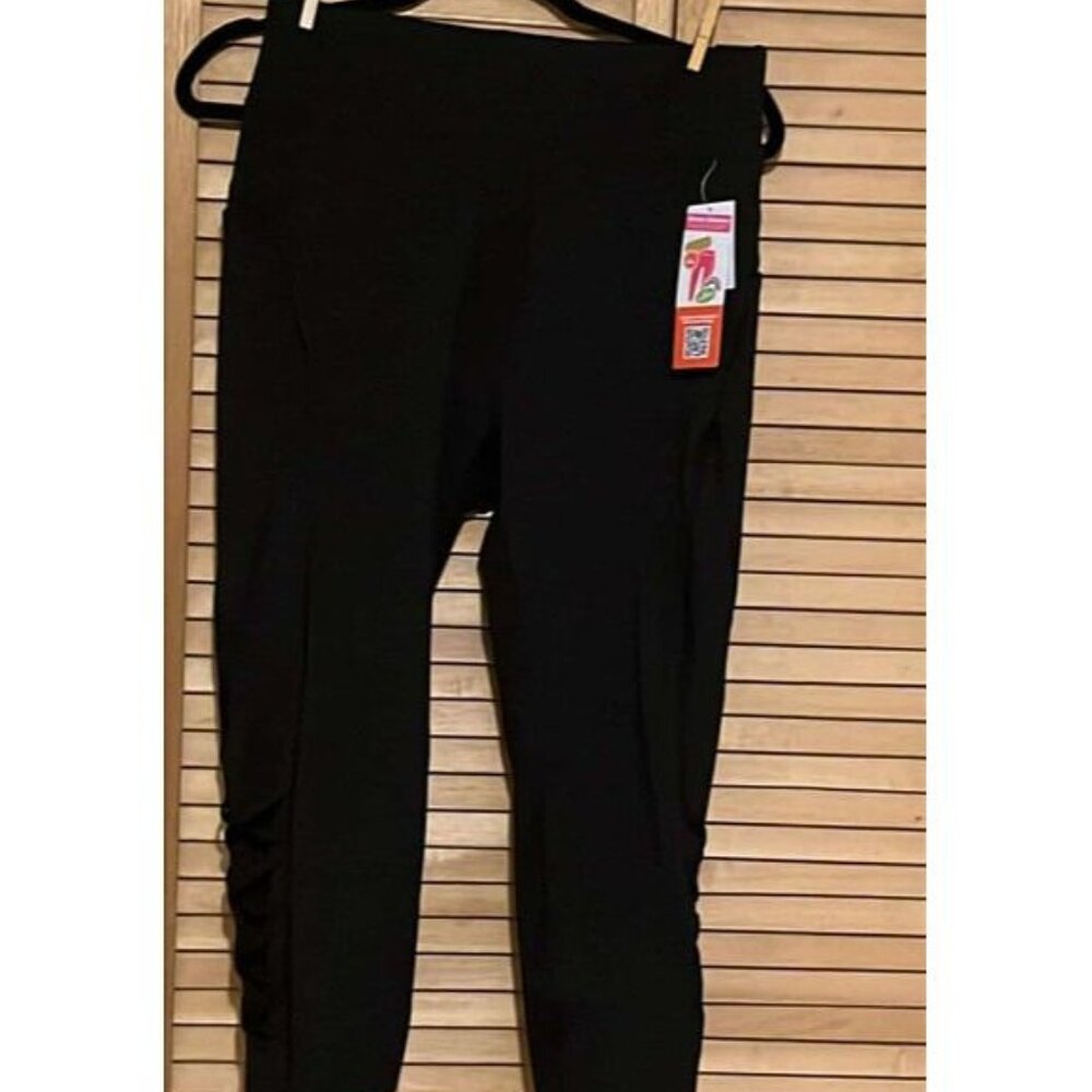 NWT‎ POPFit Yoga Leggins Lattice on Leg Pockets Black SZ XL/CHARITY SALE